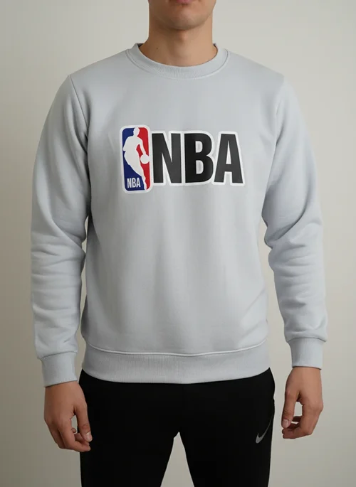 بلوز دورس پنبه‌ای طرح NBA - رنگ طوسی ملانژ روشن